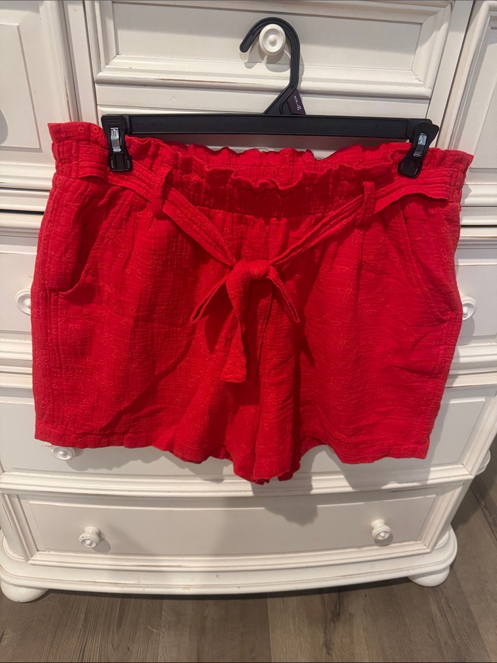 Knox Rose Red High-Waist Tie-Front Shorts